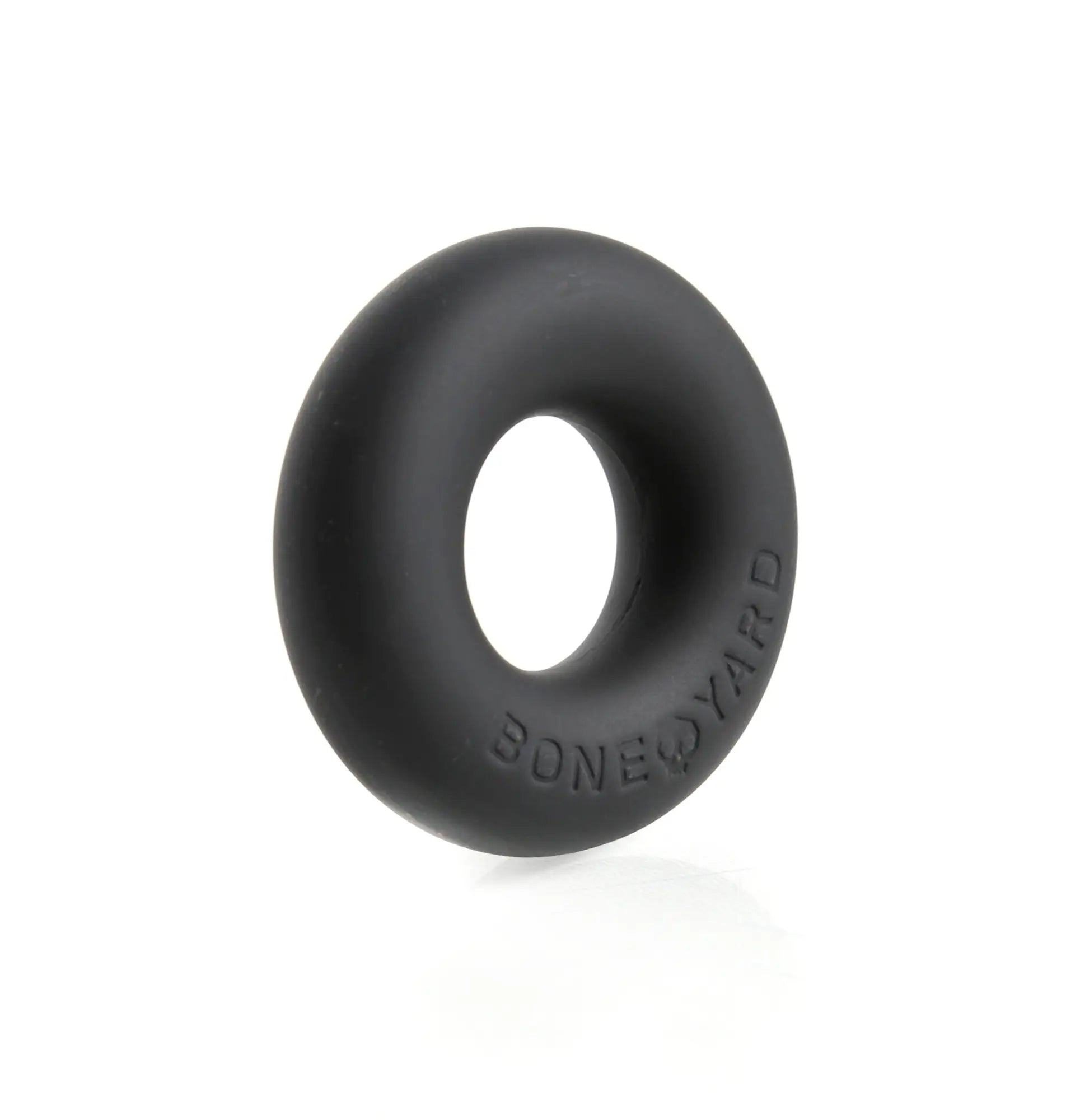 Black ultimate silicone ring made of durable silicone with boneyard embossed on the side visible