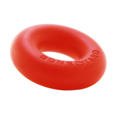 Bright red smooth ultimate silicone ring with bone yard embossed on its surface