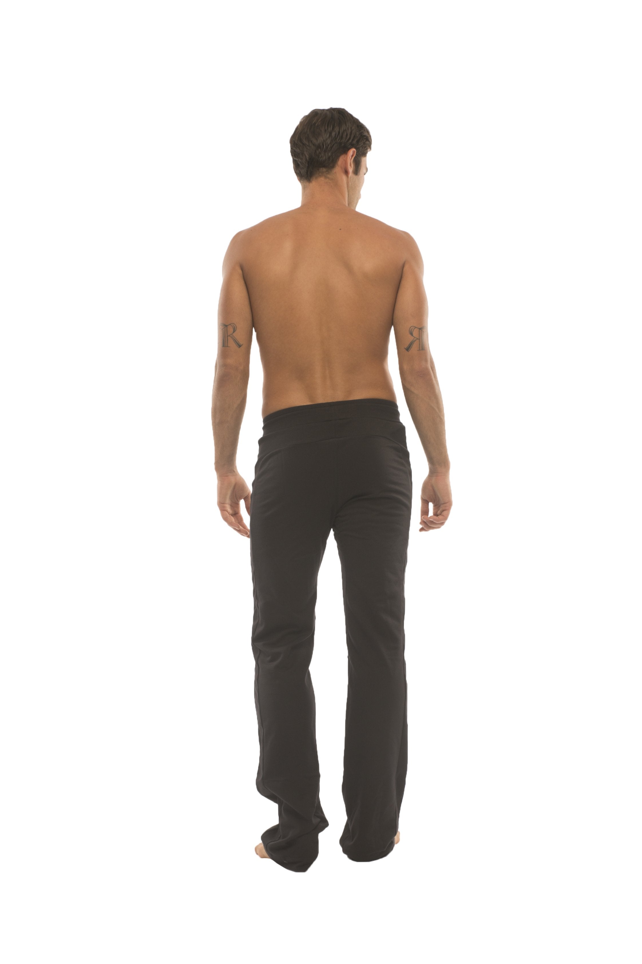 Black ultra flex yoga track pants with slim-fit straight-leg cut and subtle stitching details for active wear