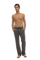 Dark gray ultra flex yoga sweat pants with drawstring waistband designed for comfort and flexibility during workouts