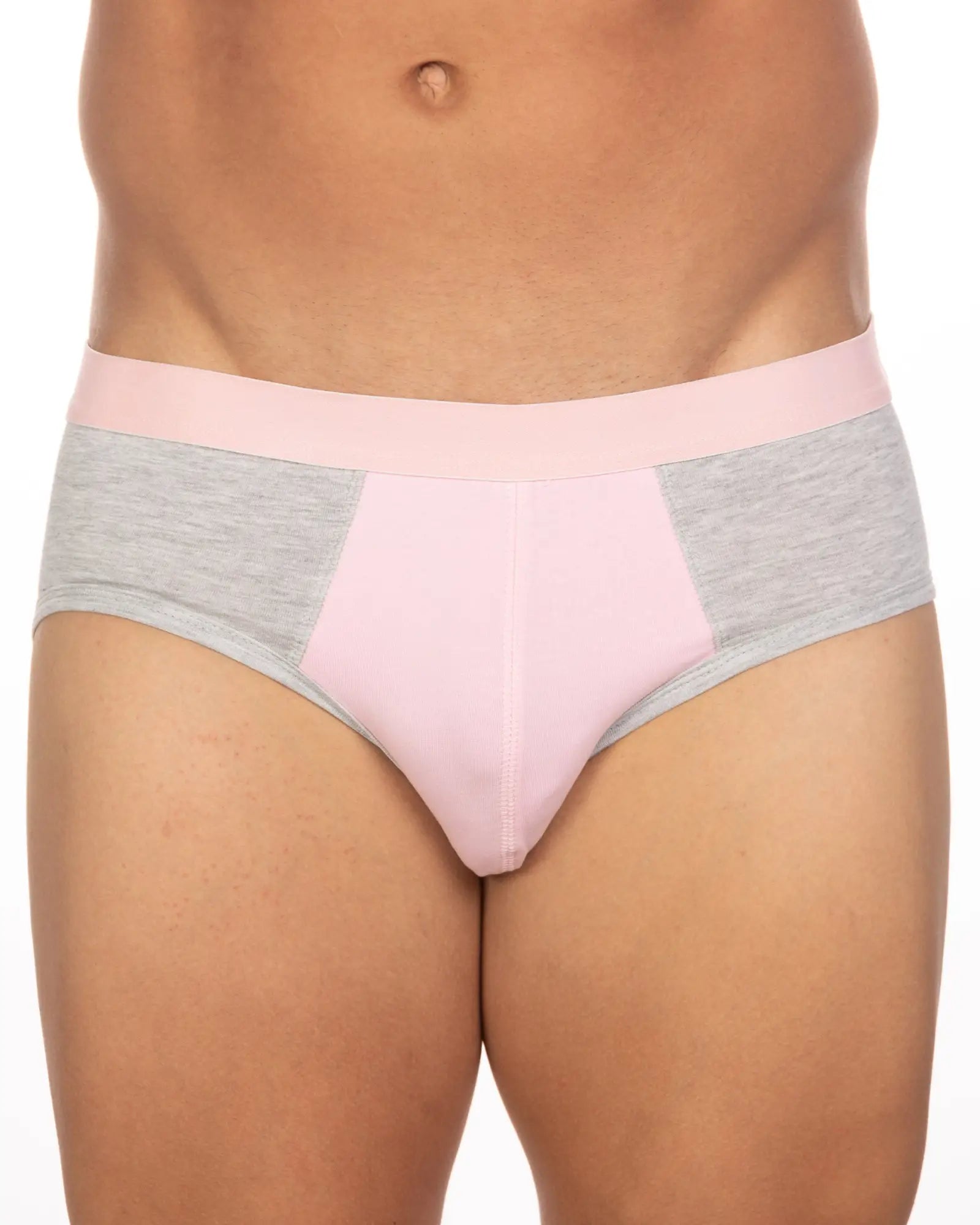 Undergear basix stan two-tone brief s and 2xl pink and gray heathered fabric with solid pink front panel