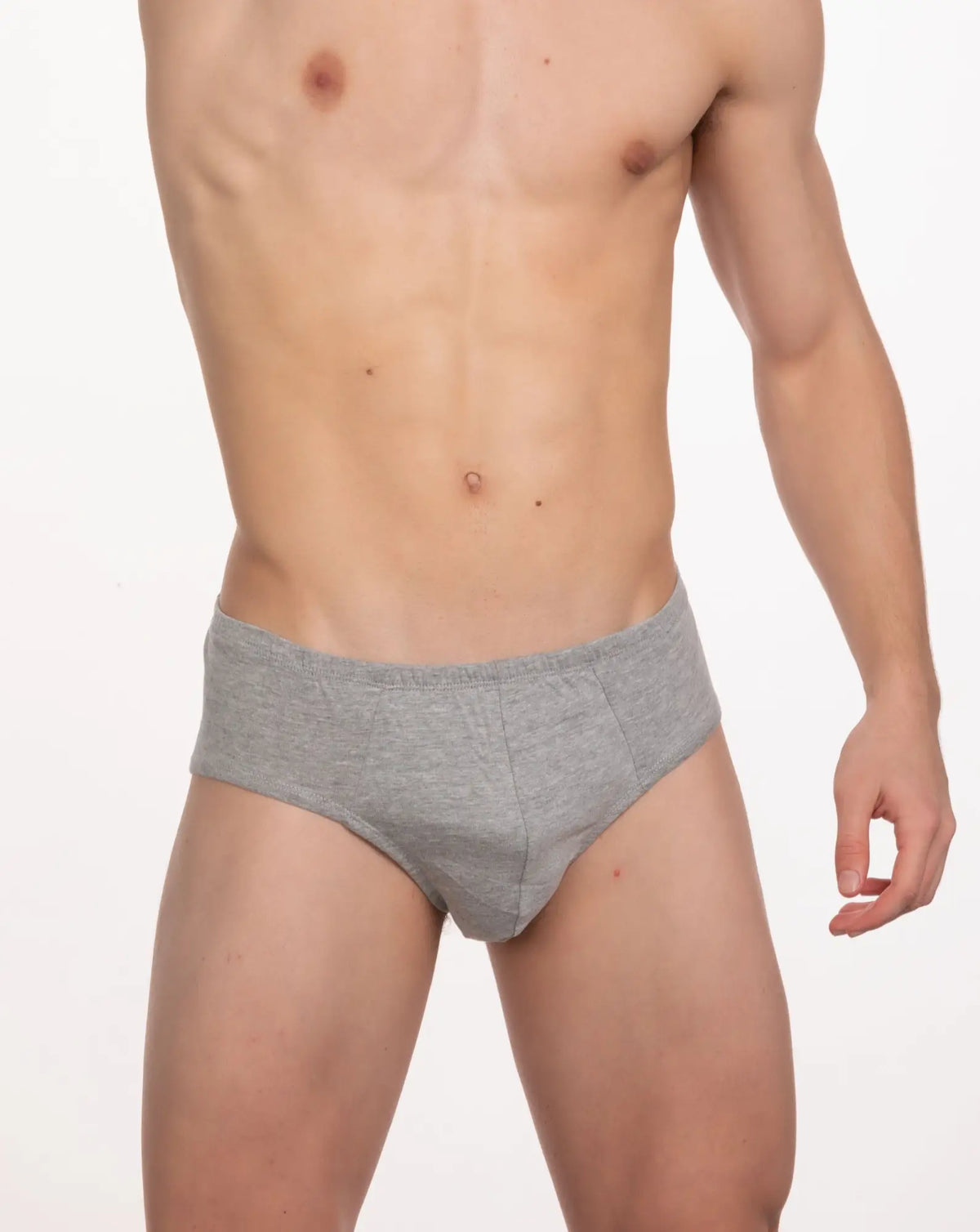 Gray heathered cotton briefs with snug contoured fit undergear contour basic brief grey front view