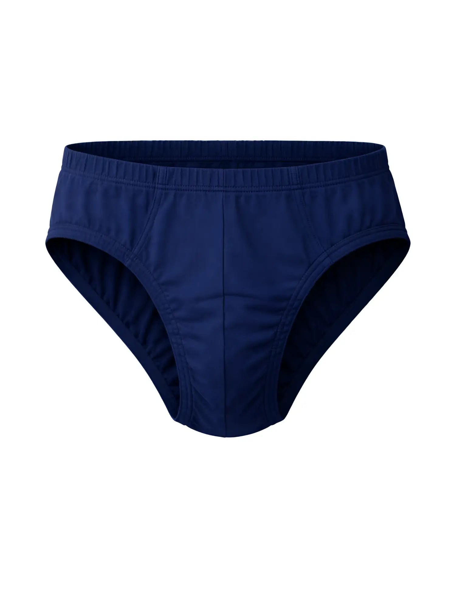 Navy blue Undergear contour basic cotton briefs with an elastic waistband shown from the back side