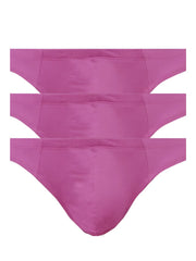 Three matching fuchsia undergear contour french brief thong underwear pieces stacked in soft fabric