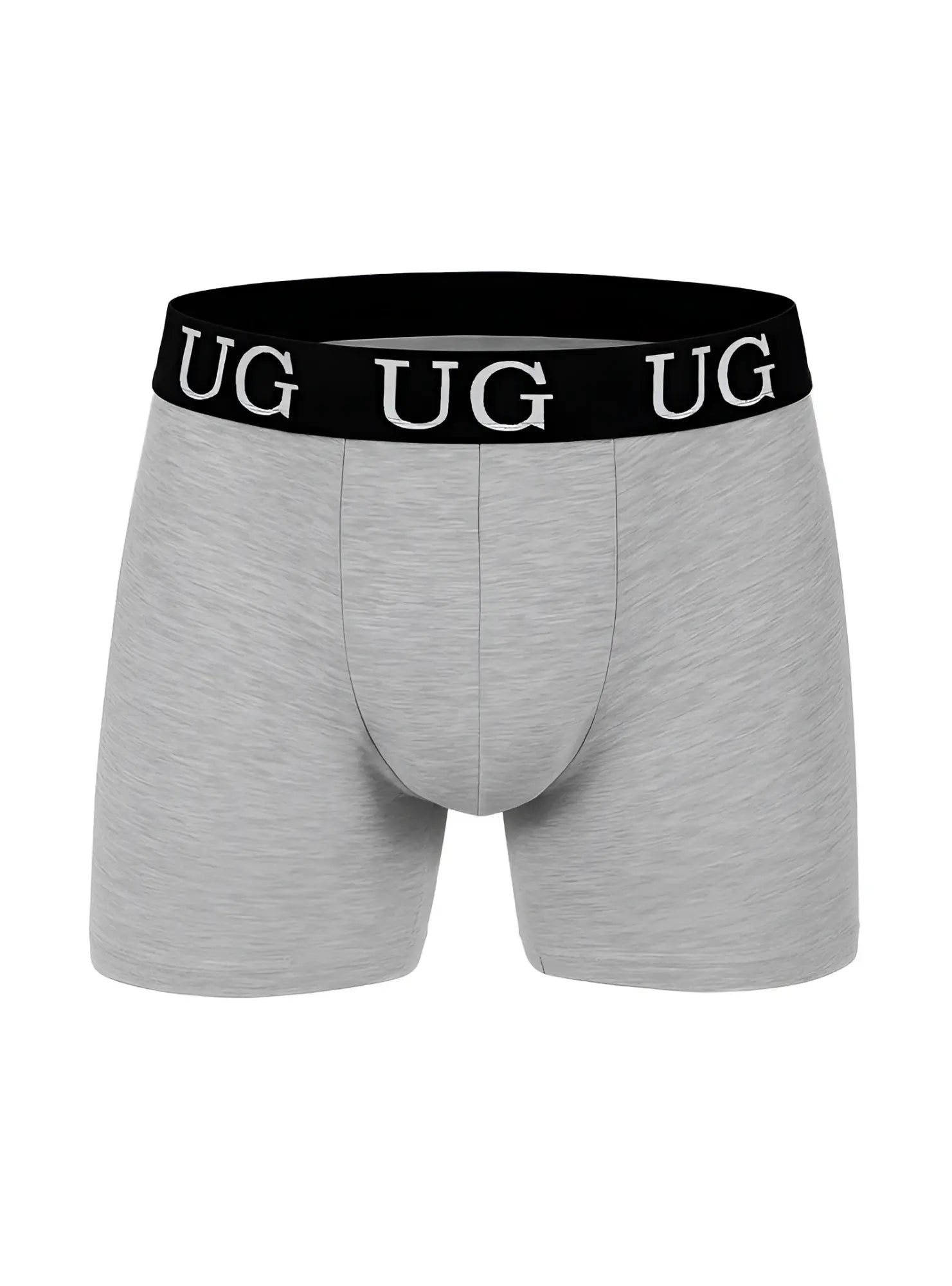 Undergear cotton trunk gray heathered boxer briefs with black waistband and white ug lettering