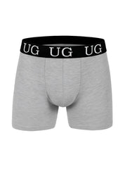 Undergear cotton trunk gray heathered boxer briefs with black waistband and white ug lettering