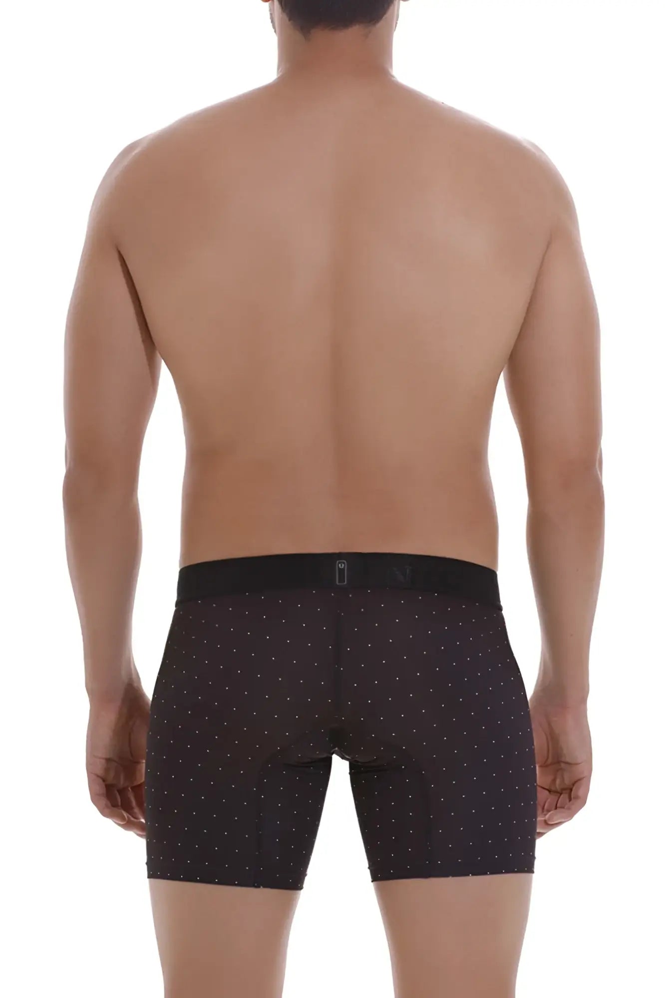 Unico 22110100203 Astros black boxer briefs with subtle white dot pattern and matching elastic waistband