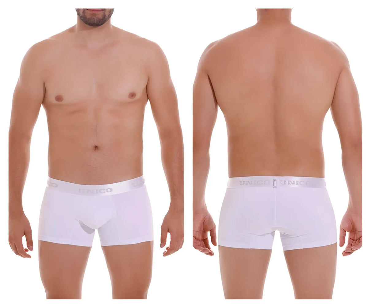 White unico 22120100101 cristalino a22 seamless boxer briefs with elastic waistband in smooth fabric