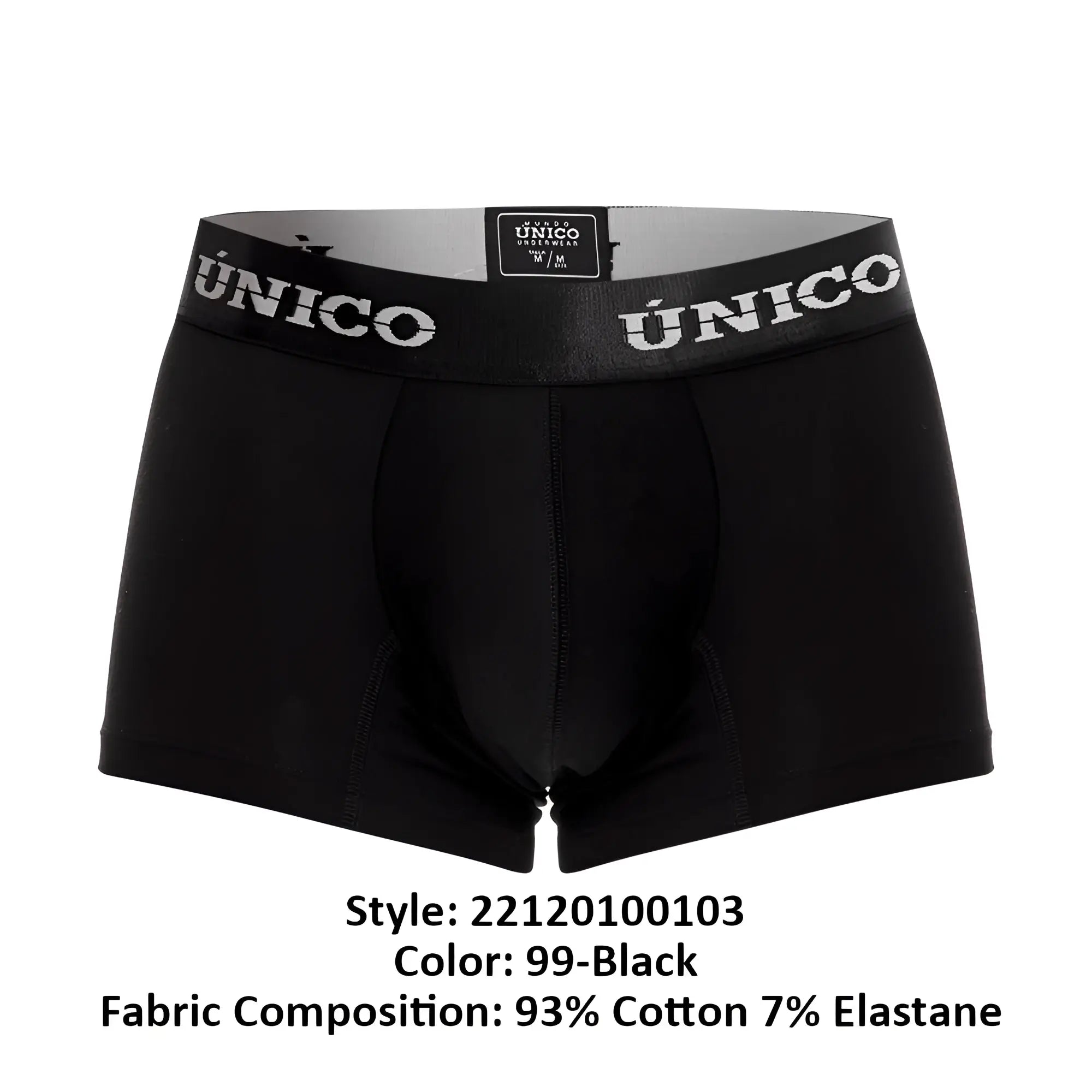 Black unico 22120100103 intenso a22 men’s boxer briefs with gray waistband and white brand name lettering