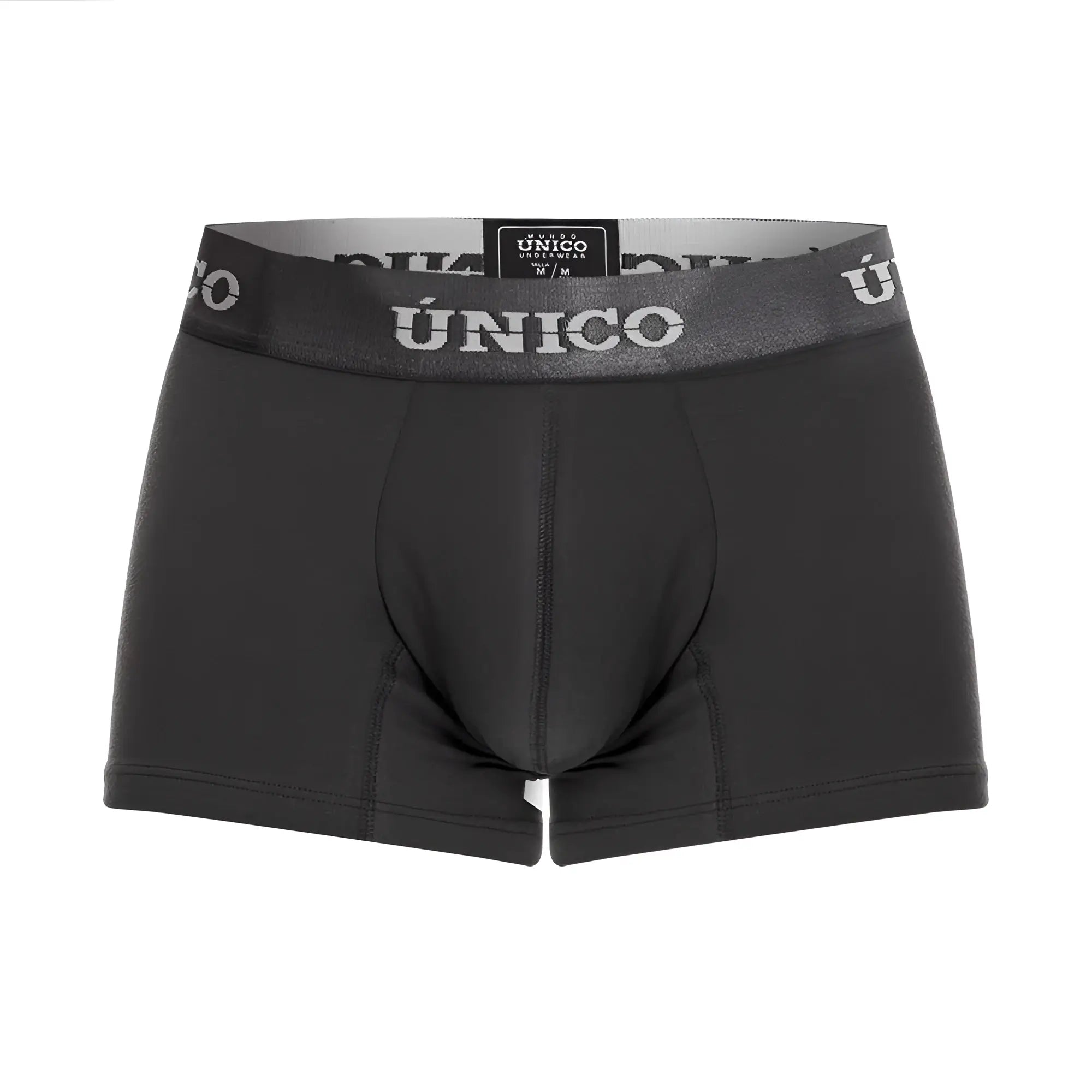 Black men’s briefs unico 22120100104 asfalto a22 trunks dark gray with gray waistband and white unico branding