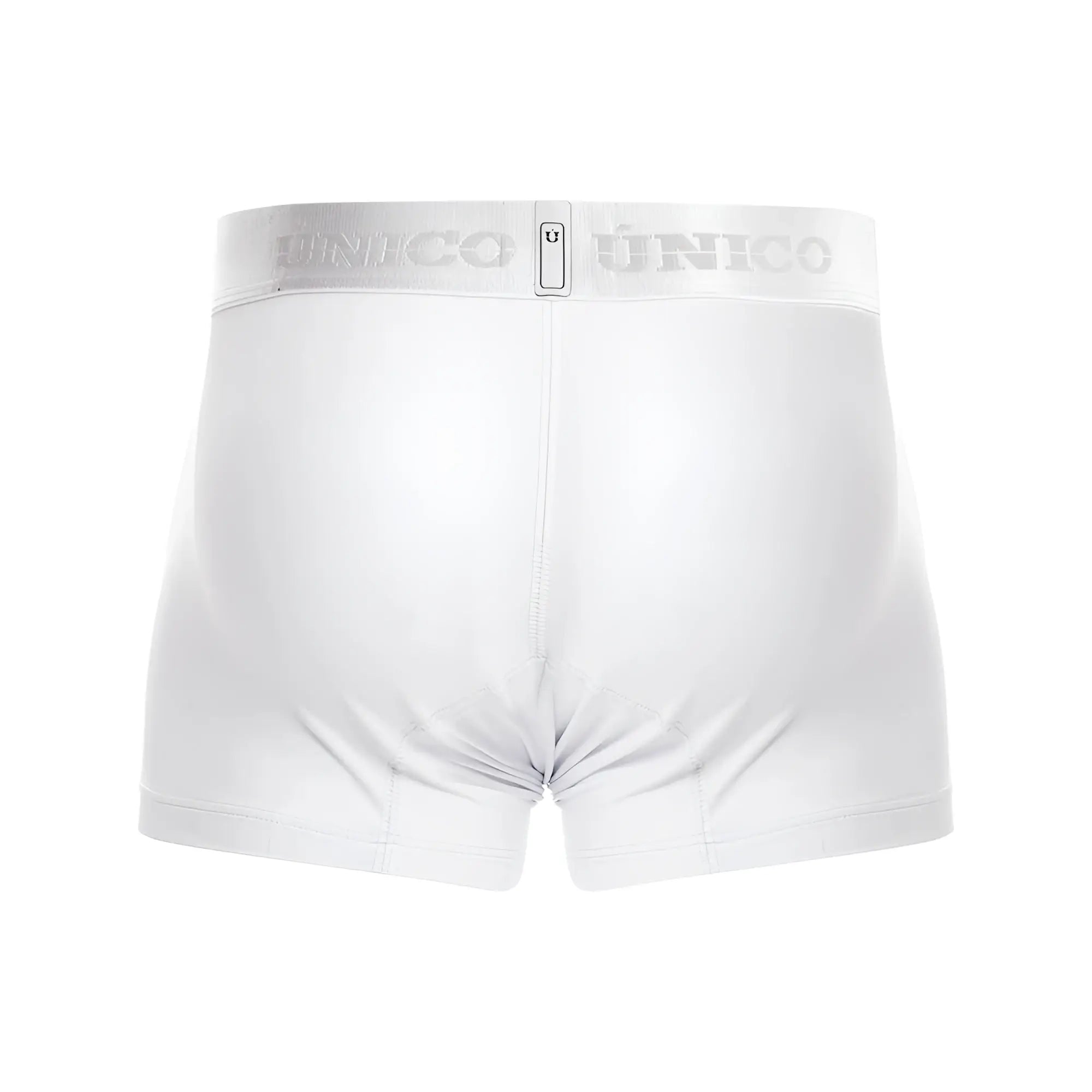 White unico boxer briefs with subtle silver logo band in Cristalino M22 trunks color 00-white