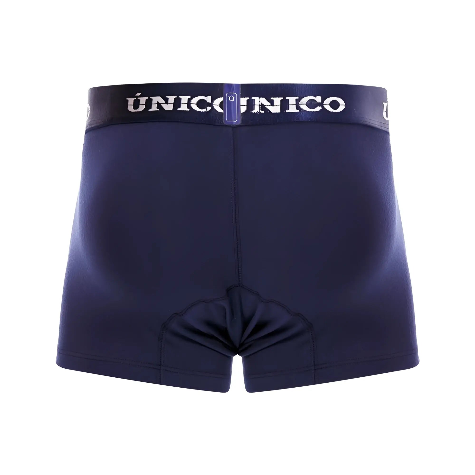 Navy blue unico 22120100106 profundo m22 trunks with elastic waistband and white brand name lettering