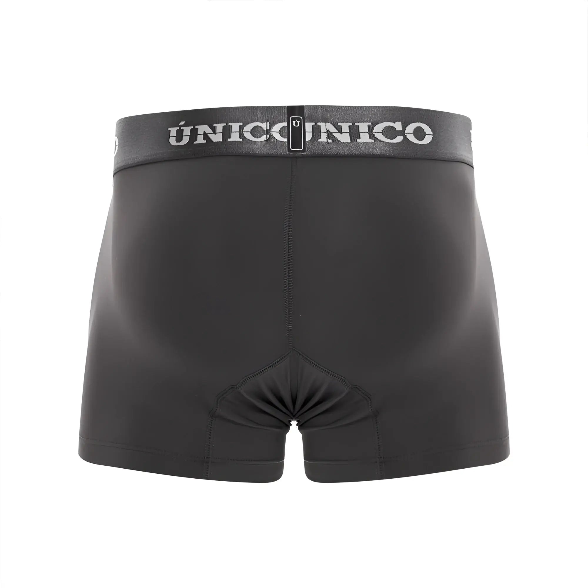 Black unico 22120100108 asfalto boxer briefs with gray waistband and white brand name lettering in dark gray color