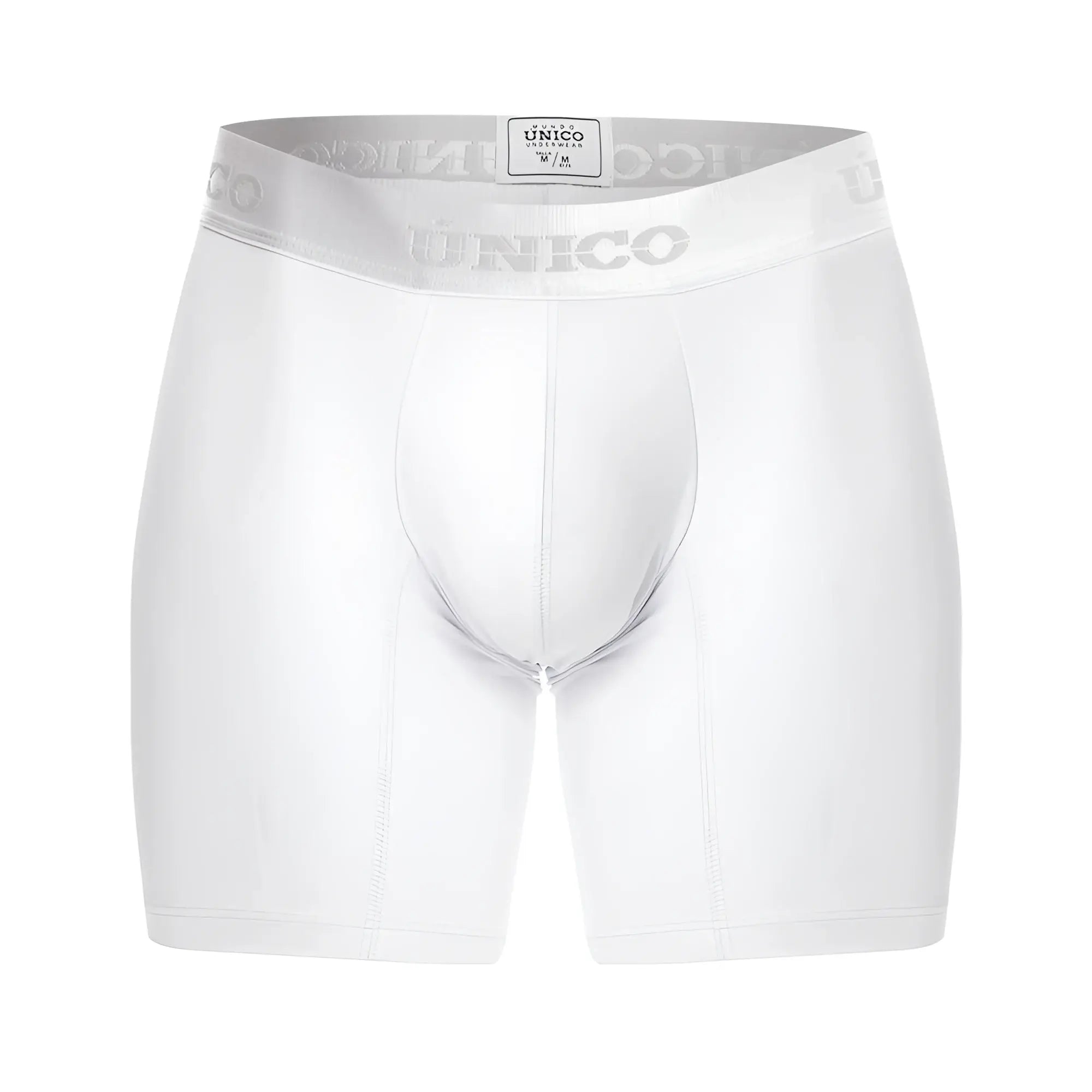 White unico 22120100201 cristalino a22 boxer briefs with silver elastic waistband featuring brand name