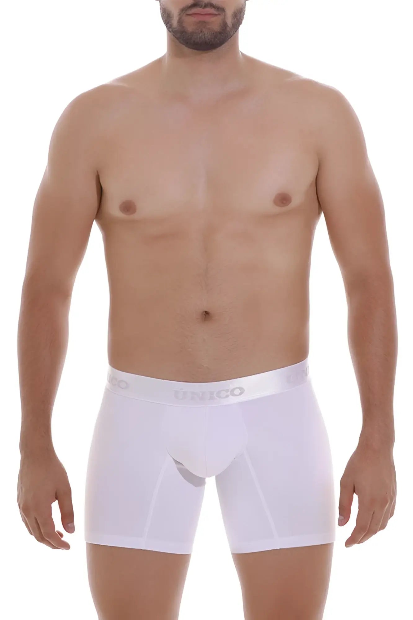 White unico 22120100201 cristalino A22 boxer briefs with subtle gray logo on waistband for comfortable everyday wear