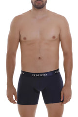 Navy blue Unico Profundo A22 boxer briefs with white logo waistband in color 82-dark blue front view