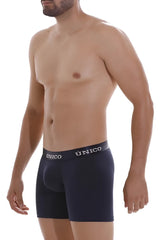 Dark navy blue unico boxer briefs with white logo band designed for comfort and style in Profundo A22 collection