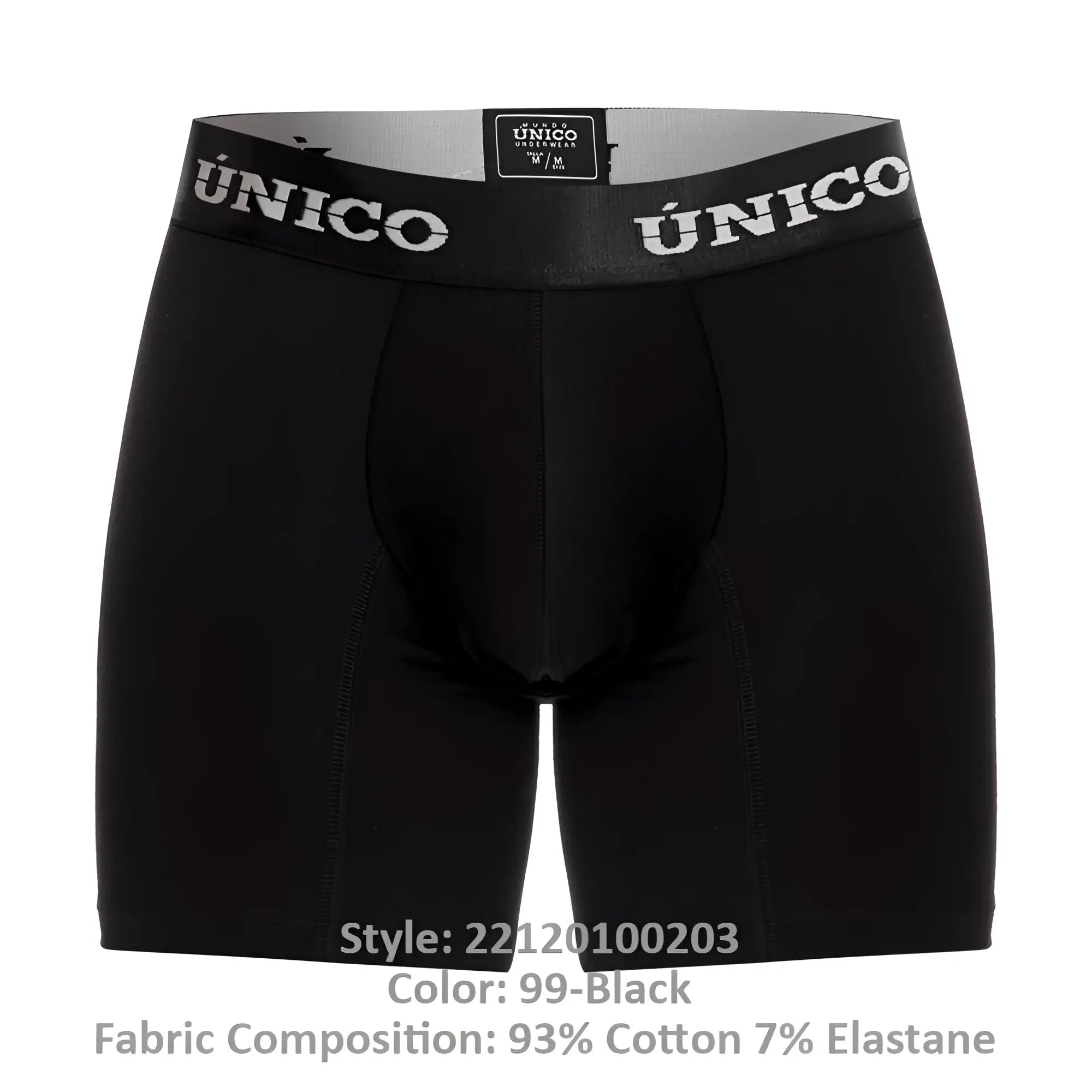 Black unico 22120100203 intenso a22 boxer briefs with branded elastic waistband in black for men