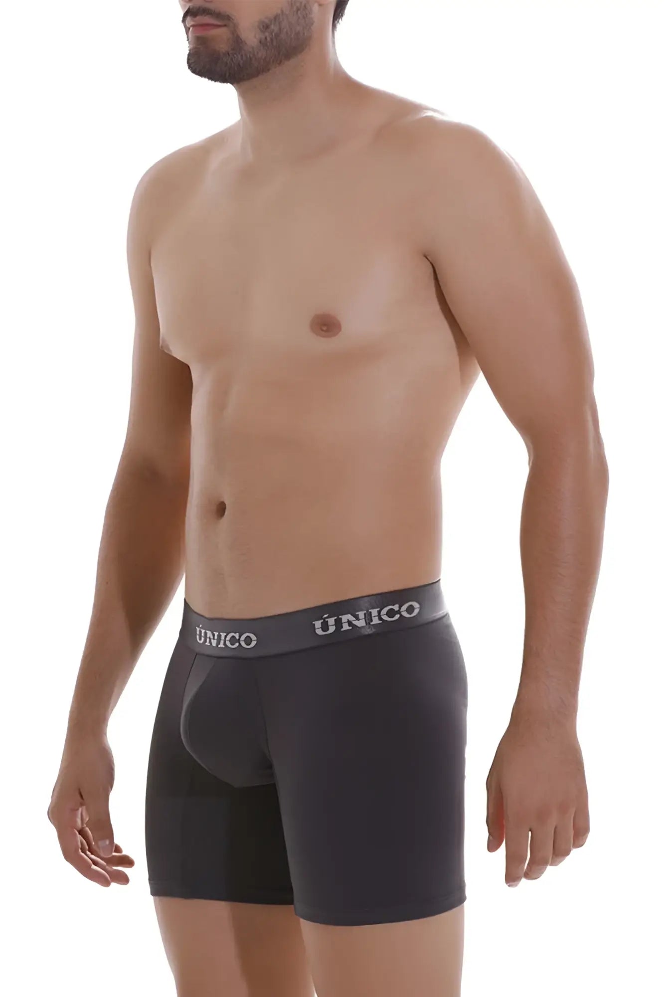 Black unico 22120100204 asfalto a22 boxer briefs in dark gray with gray waistband and white brand lettering