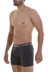 Black unico 22120100204 asfalto a22 boxer briefs in dark gray with gray waistband and white brand lettering