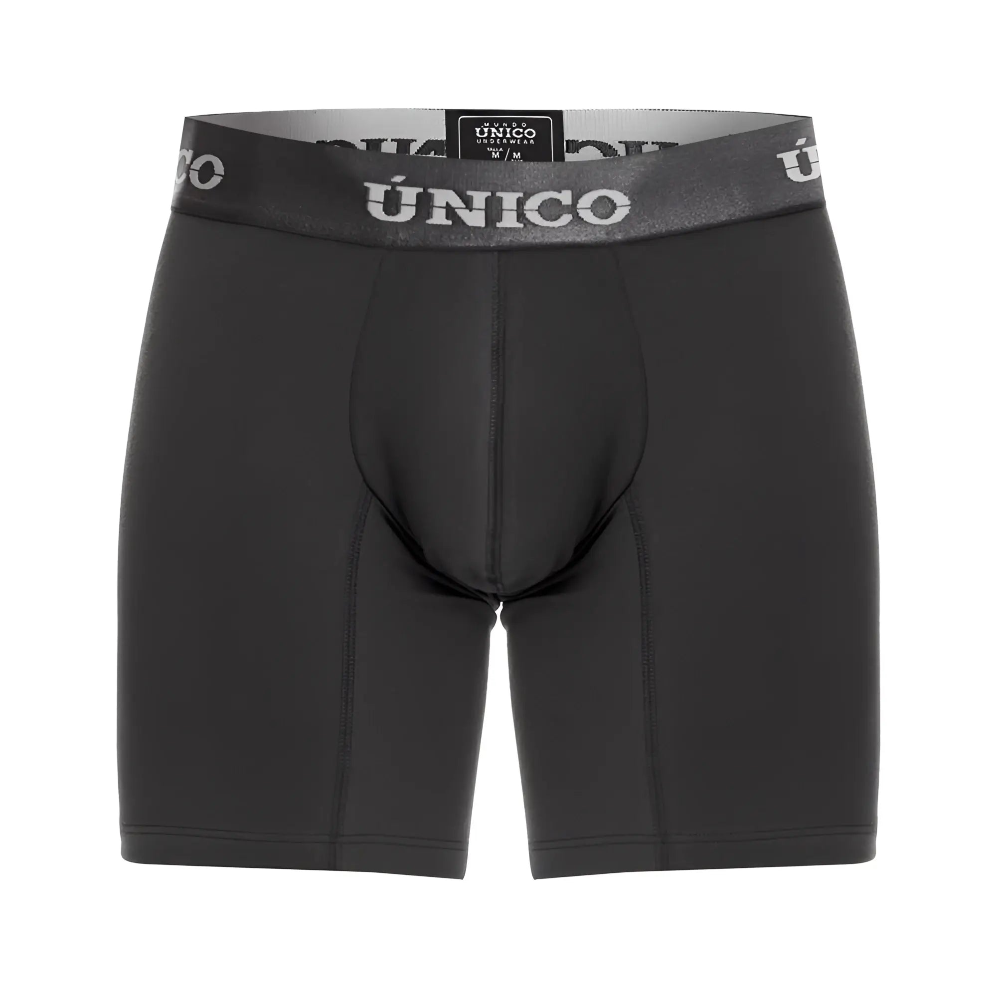 Black unico 22120100204 asfalto a22 boxer briefs with gray waistband and white brand name in dark gray color