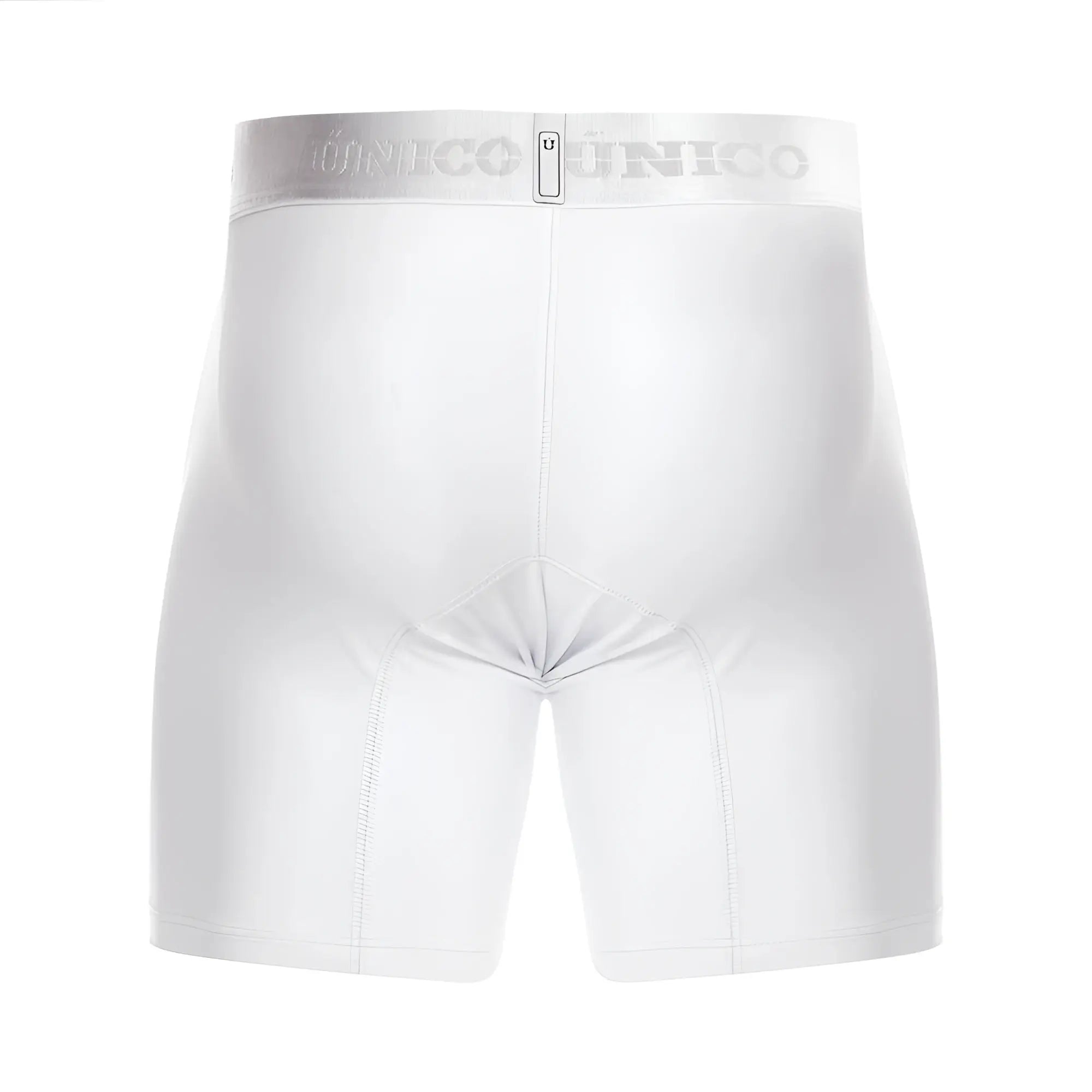 White unico cristalino m22 boxer briefs with silver unico waistband and small rectangular tag color 00-white