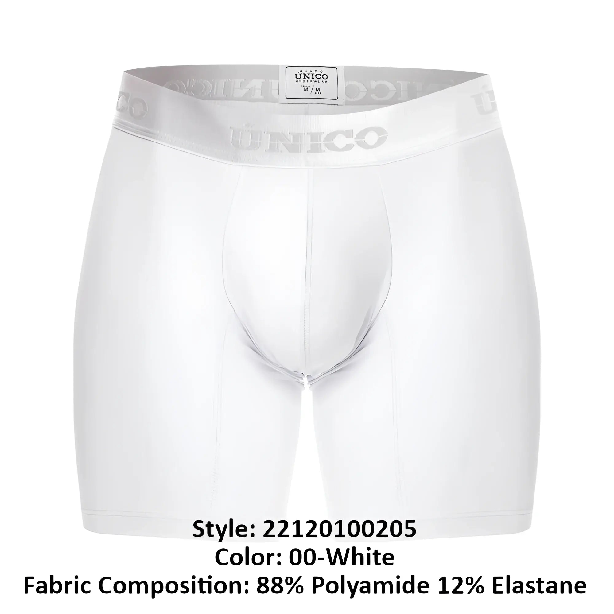 White unico Cristalino M22 boxer briefs with sleek form-fitting design and subtle branded waistband in color 00-white