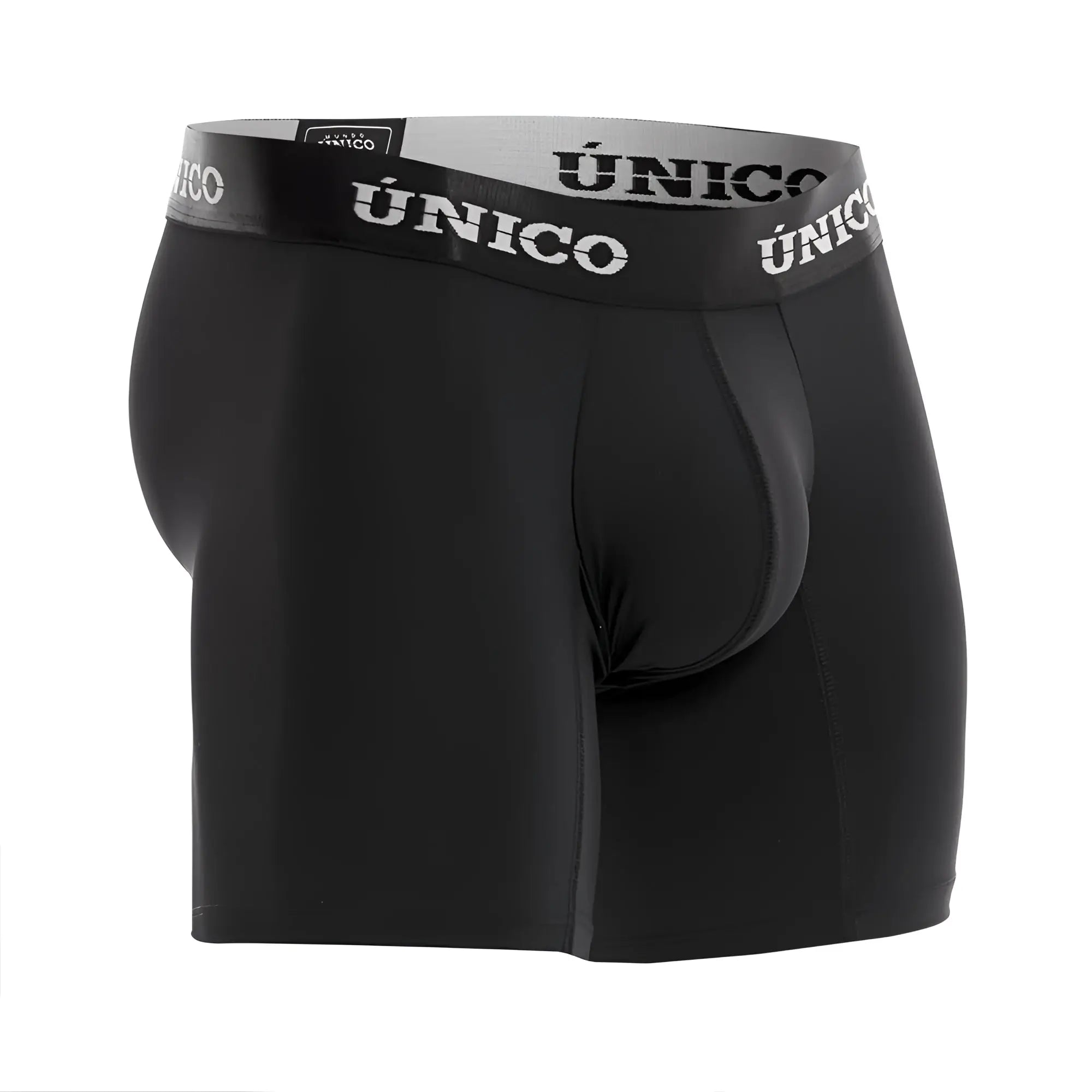 Black unico 22120100207 intenso m22 boxer briefs with gray waistband and white brand name lettering