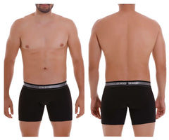Black unico mens boxer briefs with gray elastic waistband featuring unico logo in white color 99 black nebuloso a22