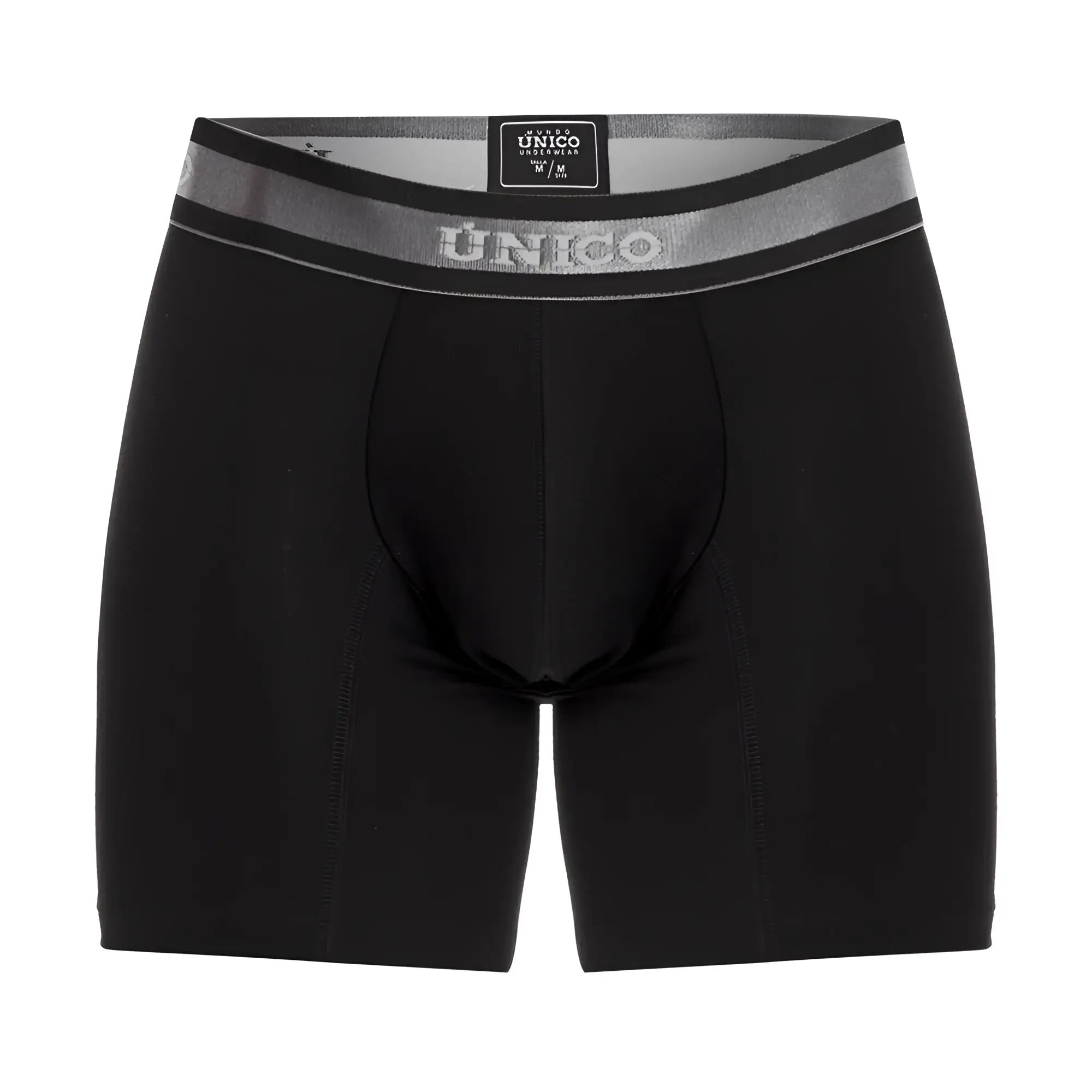 Black unico 22120100211 nebuloso a22 boxer briefs in black with gray elastic waistband featuring brand logo