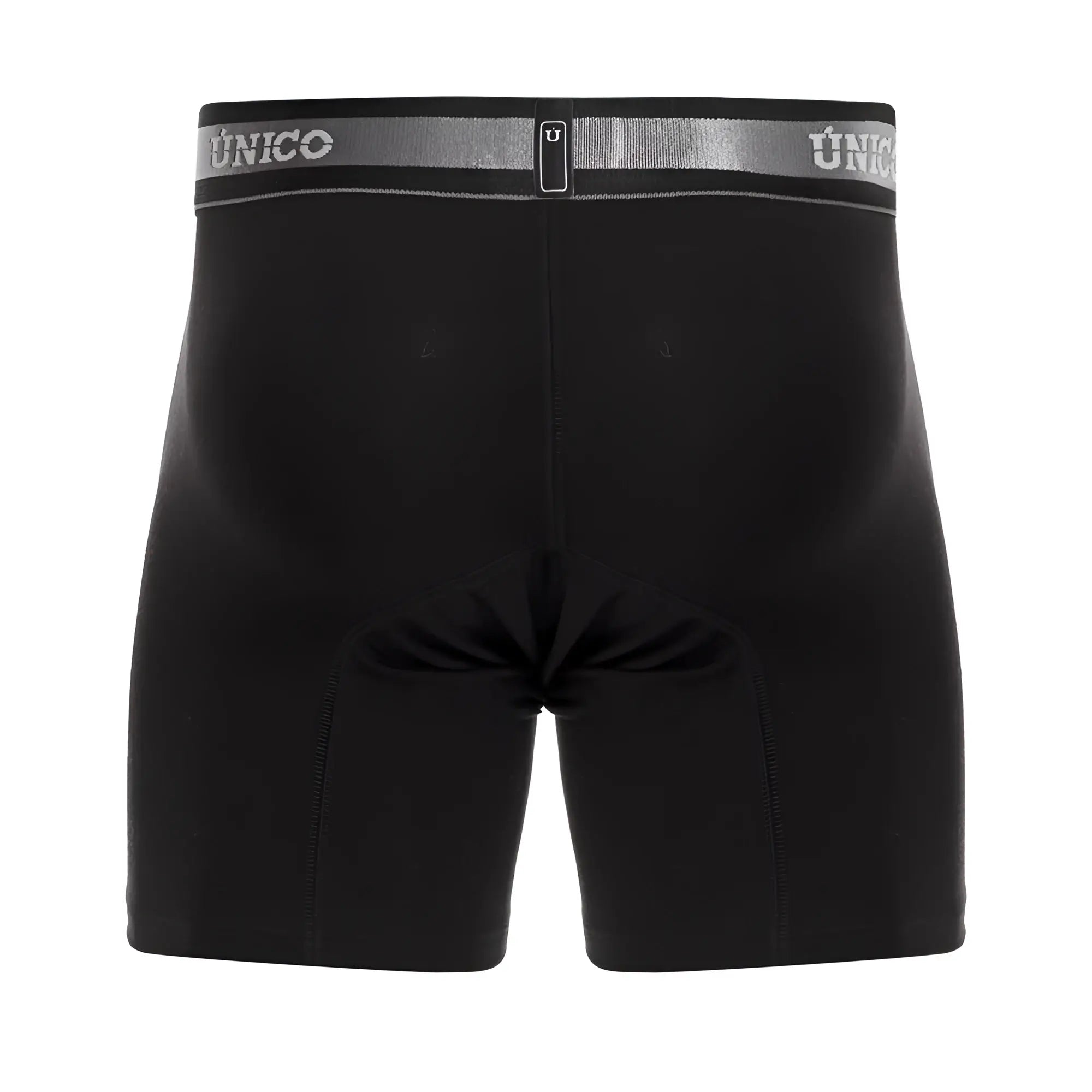 Black unico 22120100211 nebuloso a22 boxer briefs with silver elastic waistband and central zipper detail