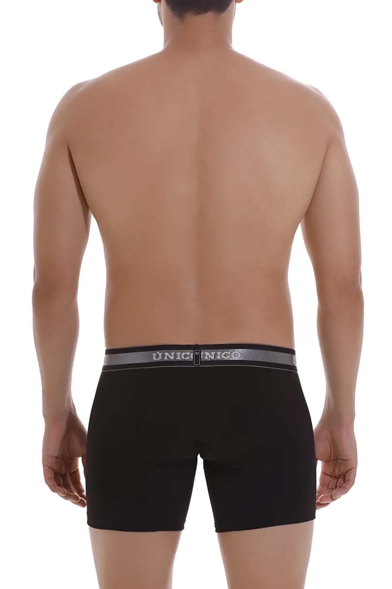 Black unico 22120100214 nebuloso m22 boxer briefs with gray elastic waistband and white brand lettering