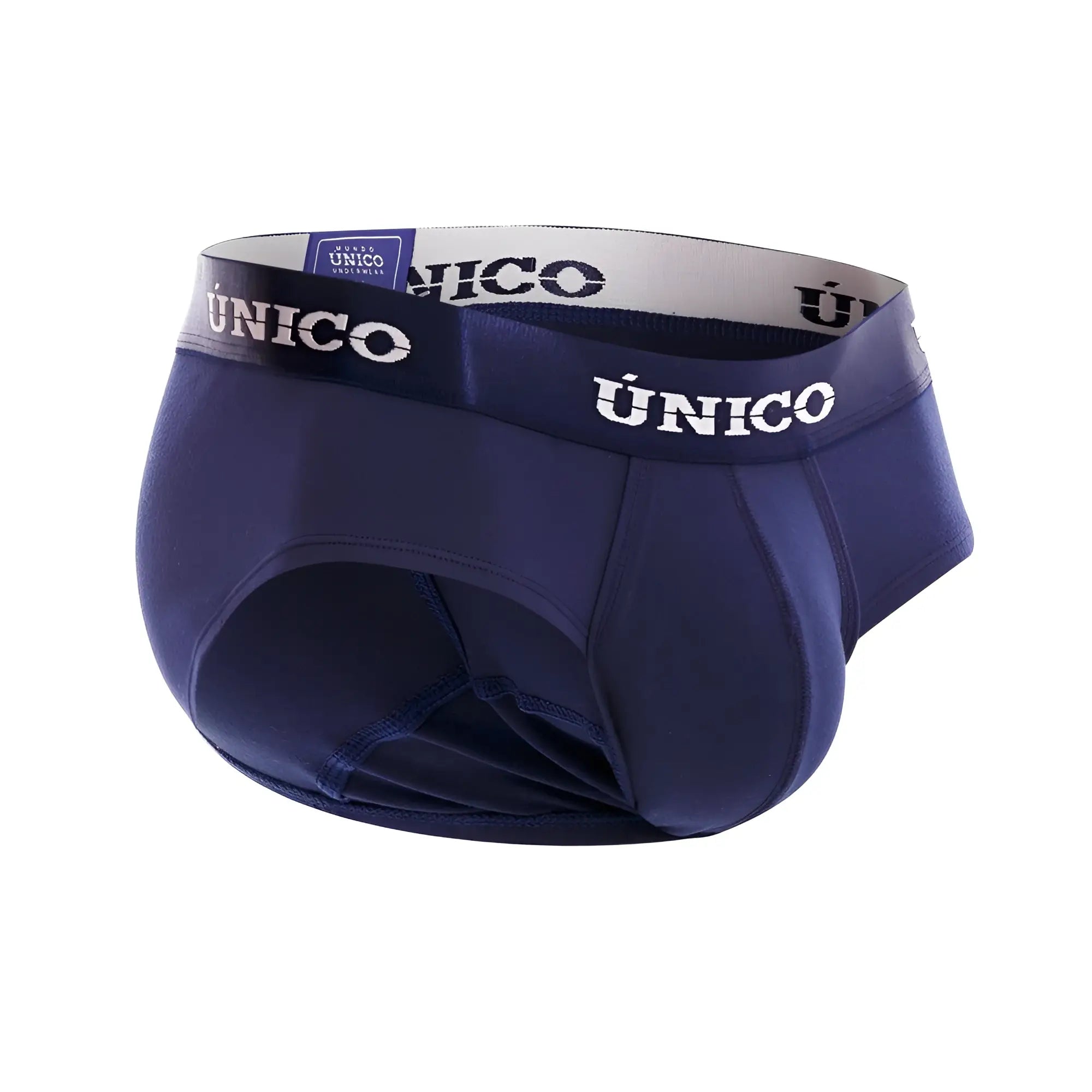 Navy blue Unico 22120201102 Profundo A22 briefs with white branded waistband for comfortable everyday wear