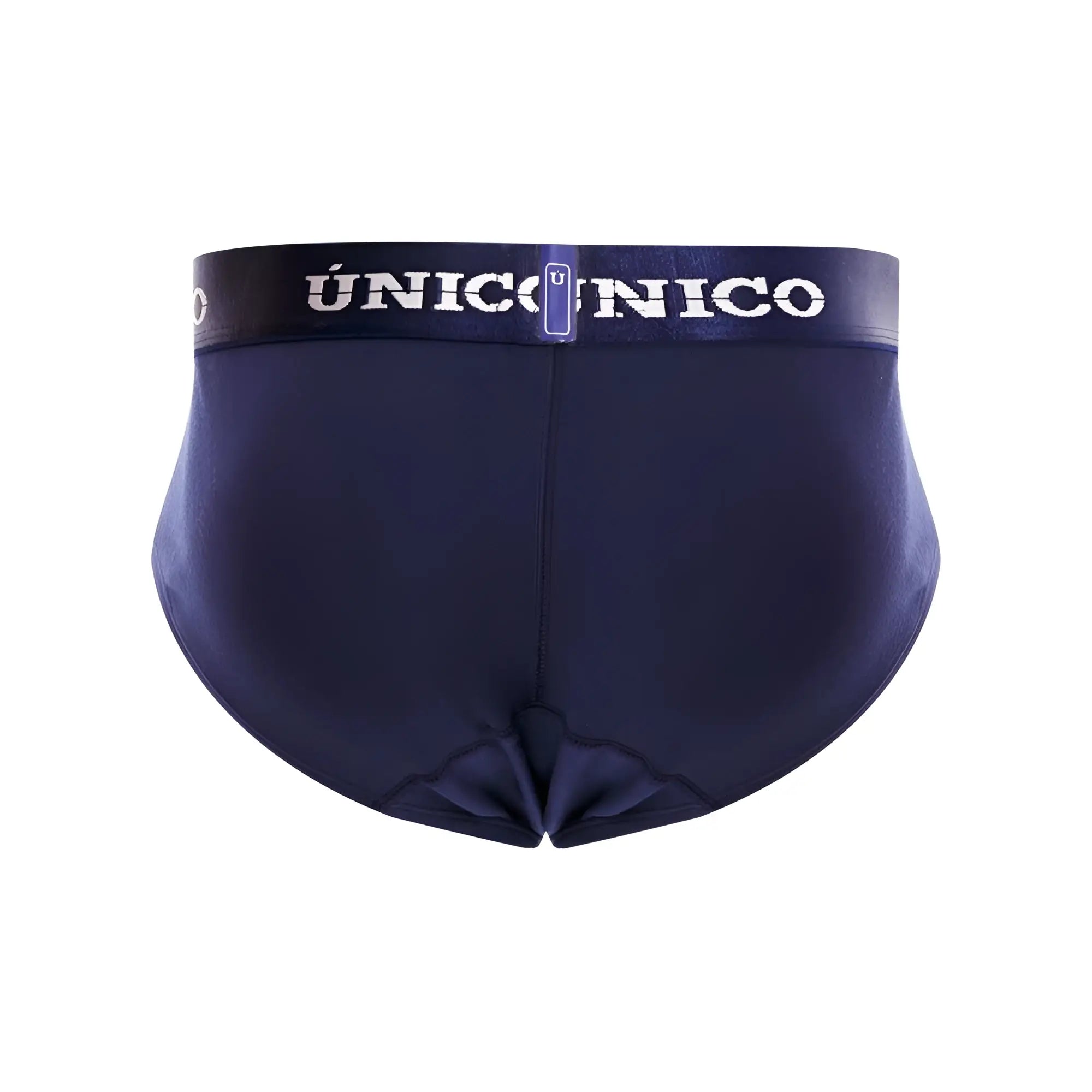 Navy blue Unico 22120201102 Profundo A22 men’s briefs with matching elastic waistband featuring white logo