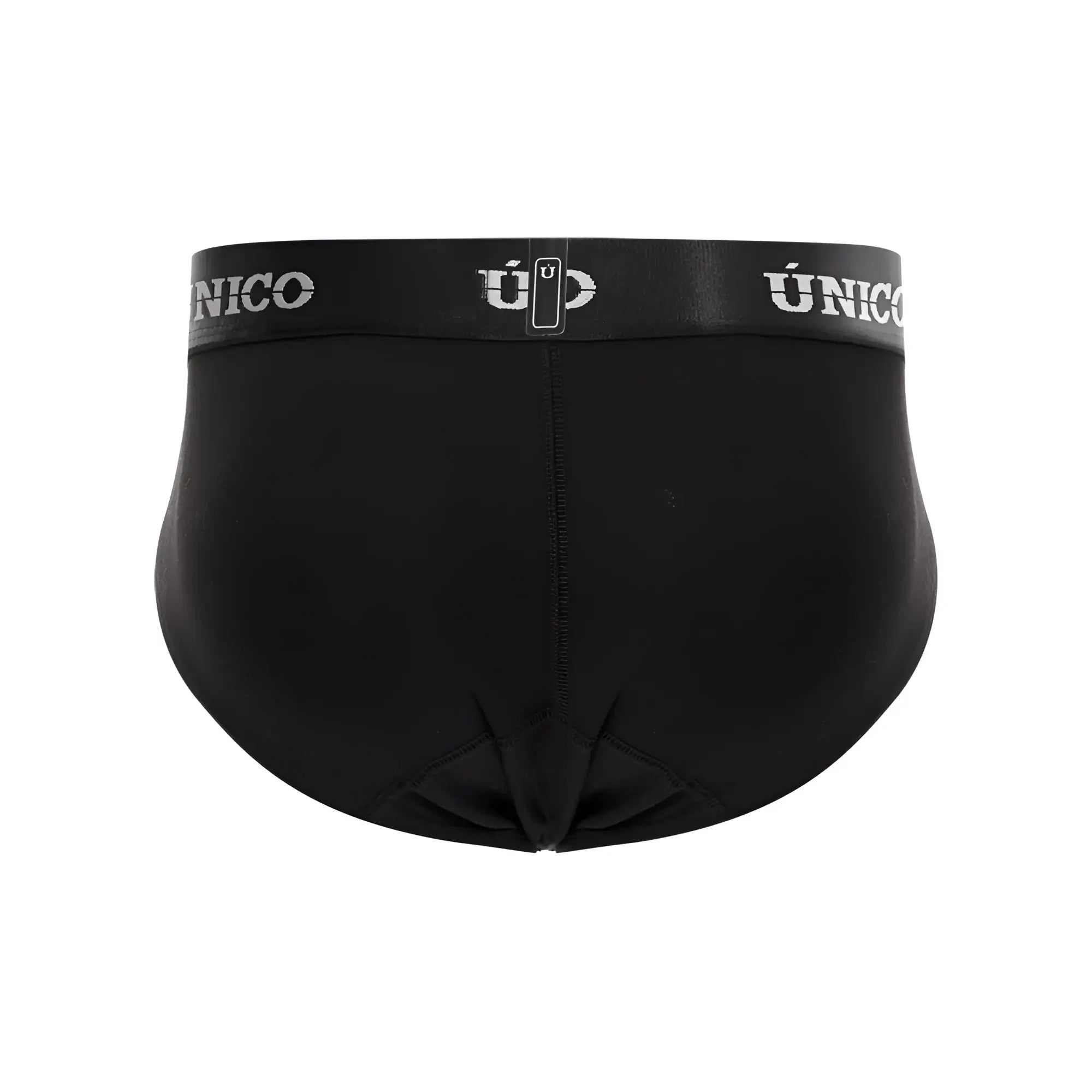 Black unico intenso a22 men’s briefs with elastic waistband and white brand logo in color 99-black