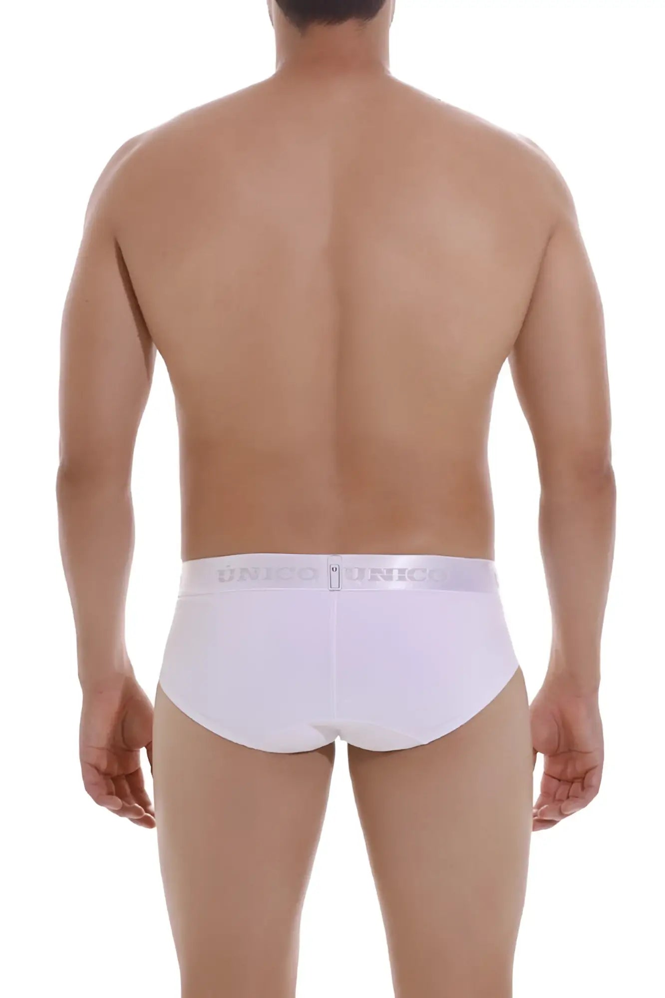 White unico 22120201105 cristalino m22 briefs with subtle gray logo band in white color for comfortable wear
