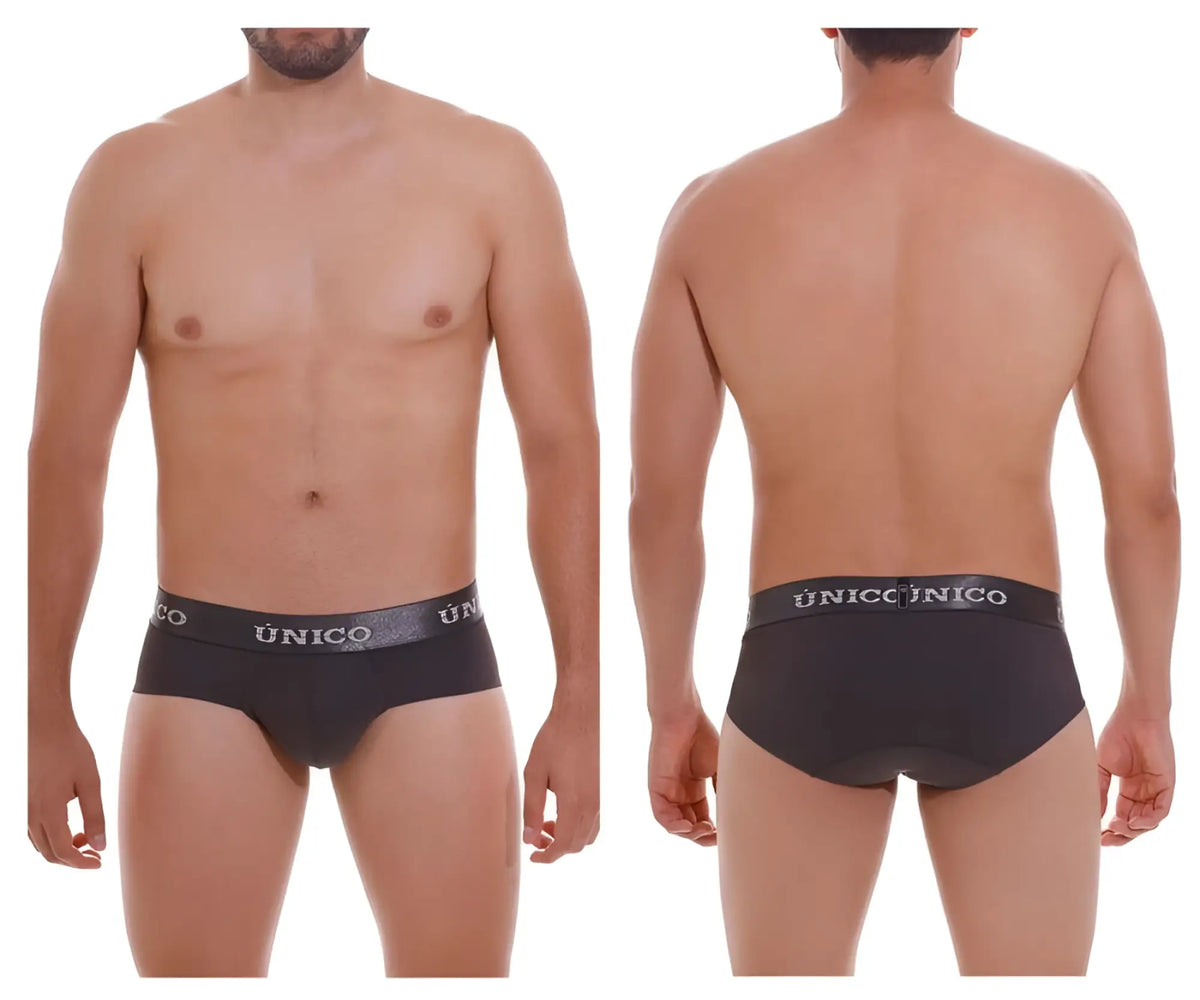 Black unico 22120201108 Asfalto M22 briefs in dark gray with subtle textured waistband for comfortable fit