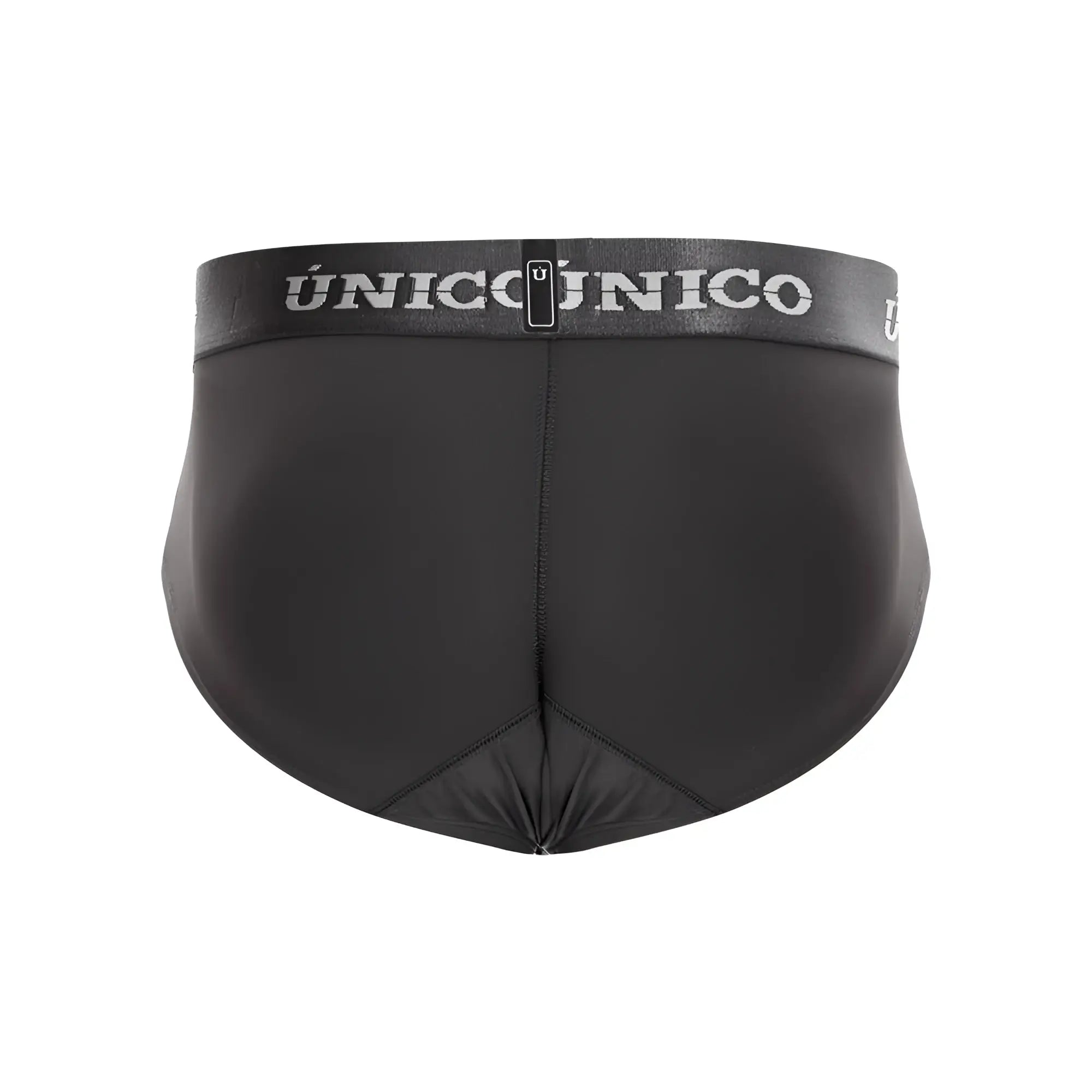 Black unico 22120201108 asfalto m22 men’s briefs with textured waistband and white brand logo in dark gray color
