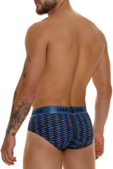 Unico 23080101121 Filamento briefs in blue with black patterns and a branded elastic waistband visible from the front