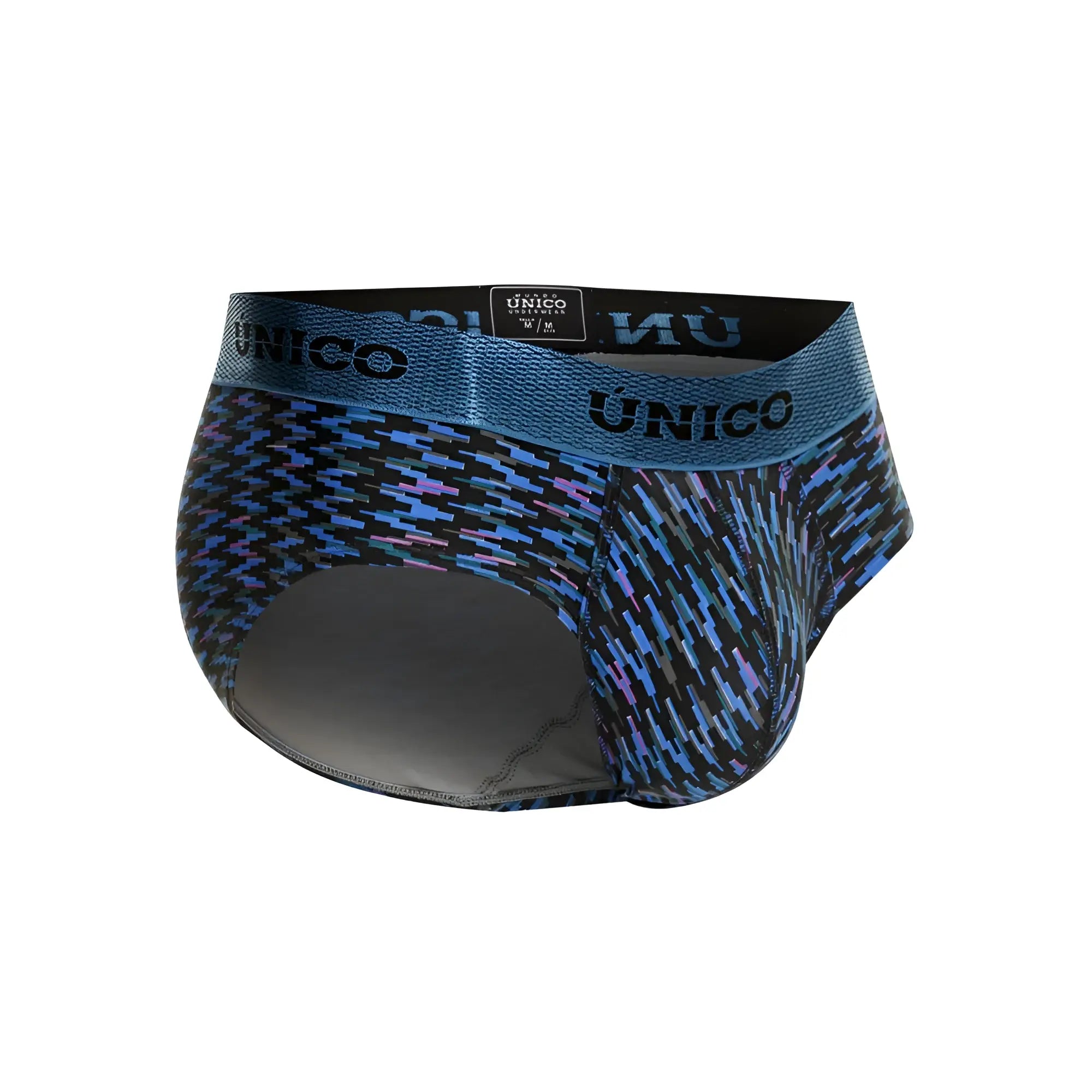 Blue and black patterned unico 23080101121 filamento men’s briefs with textured waistband for comfortable fit