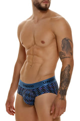 Unico 23080101121 filamento briefs in blue with black bold geometric pattern for men