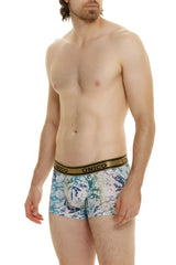 Unico 24020100105 gasoleo trunks men’s blue and white patterned boxer briefs with gold waistband
