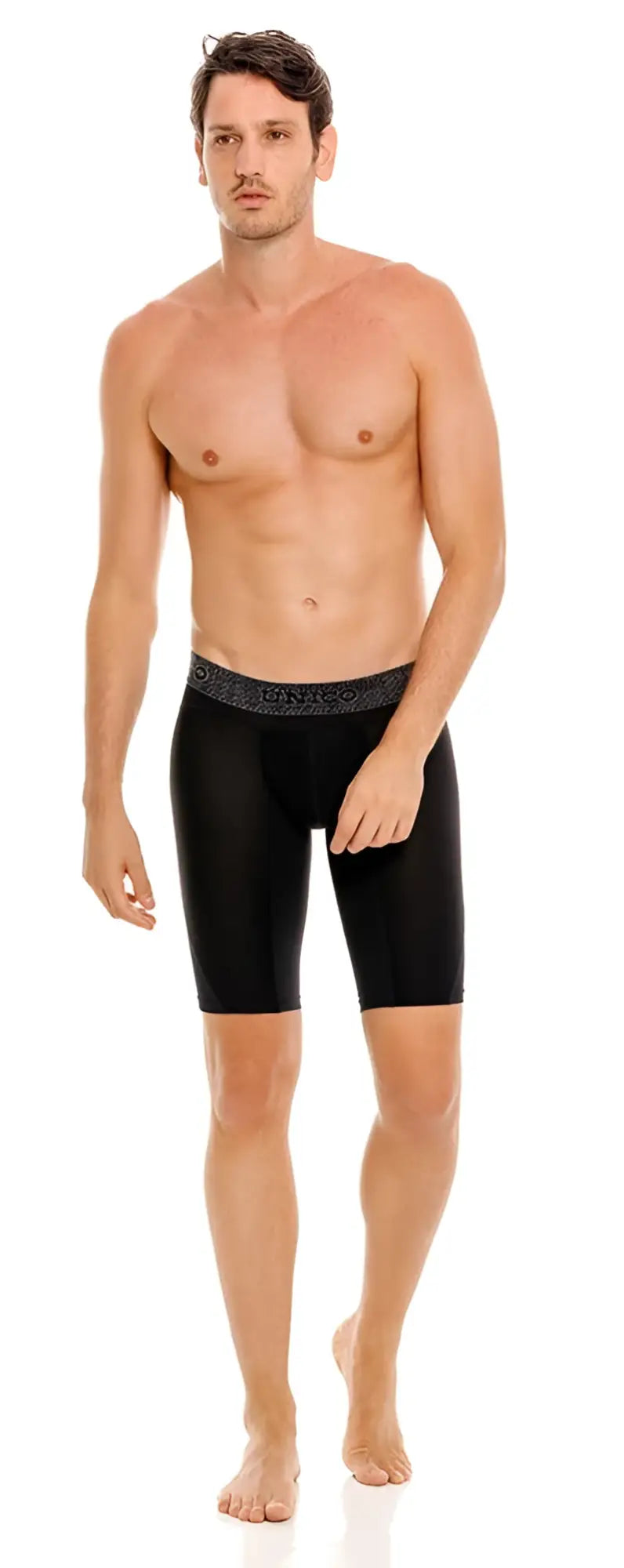 Black unico 24080100322 ardid boxer briefs with a patterned waistband designed for athletic comfort and support