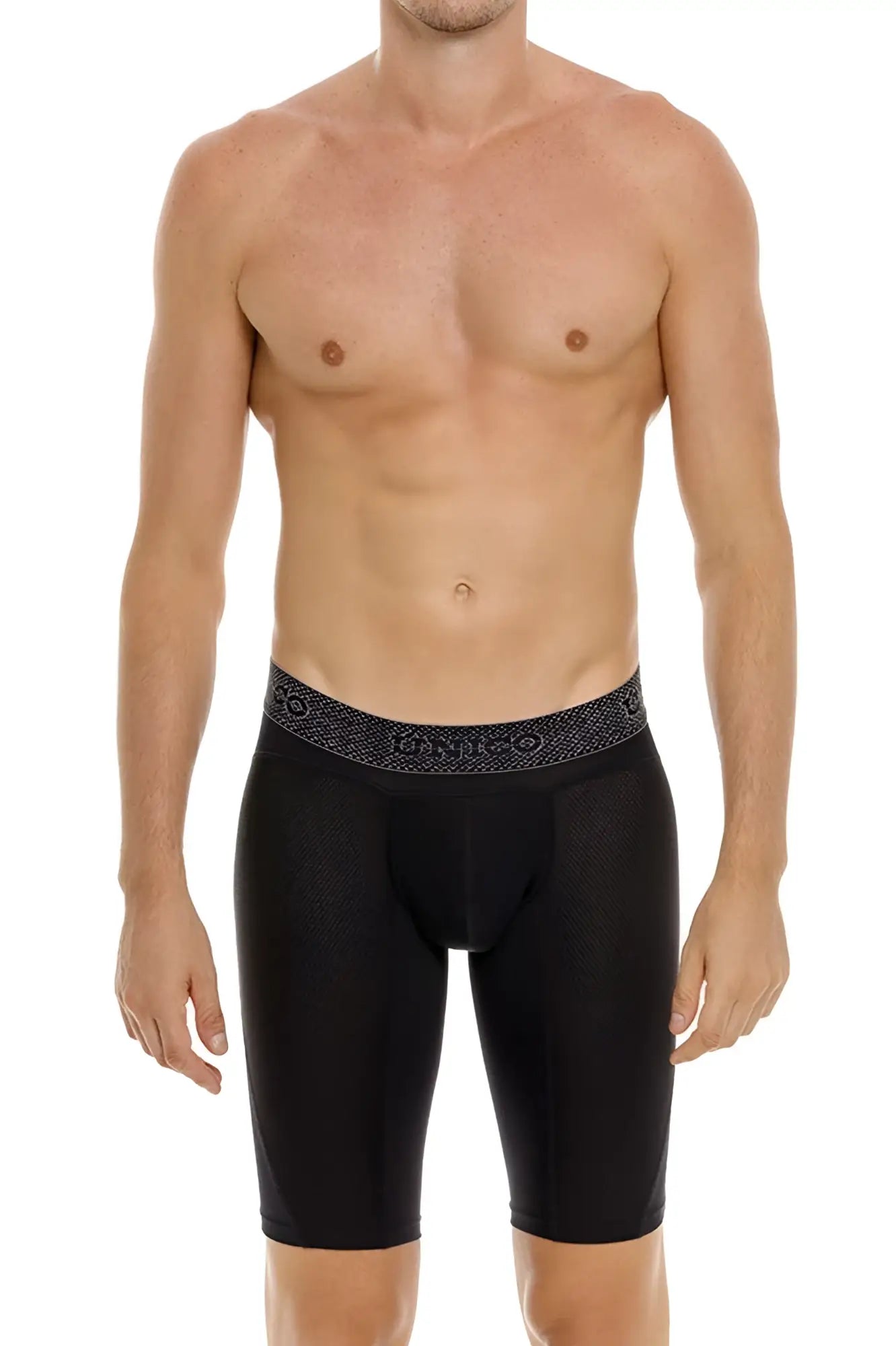 Black men’s dri-fit compression boxer briefs unico 24080100322 ardid with patterned waistband color 99-black