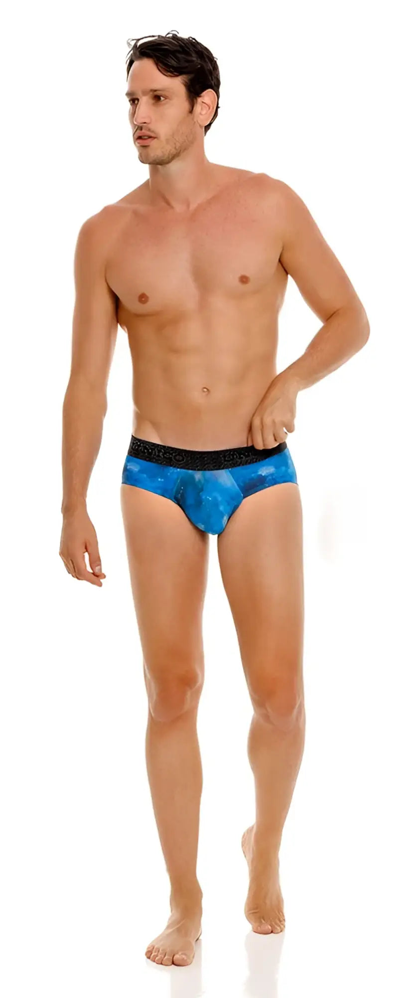 Unico 24080101110 infinito briefs men’s blue patterned briefs with black elastic waistband comfortable fit