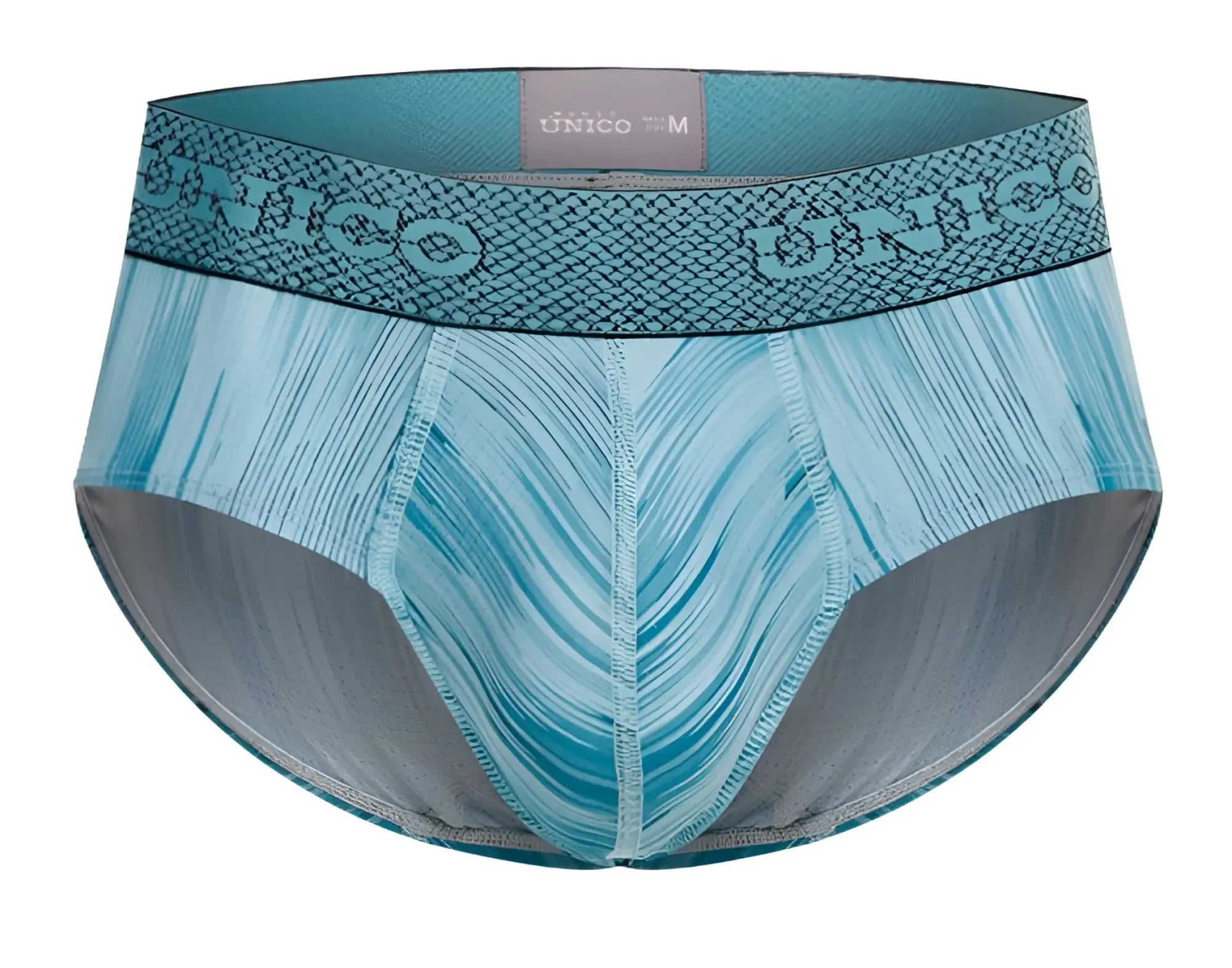 Unico 24080101112 hilada briefs in teal and gray with a textured waistband for comfortable men’s wear