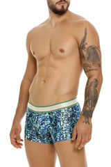Unico 24100100101 titanico trunks blue and green patterned boxer briefs with white elastic waistband