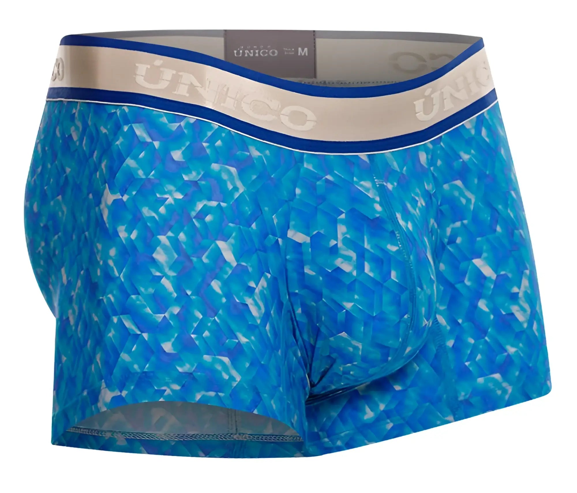 Blue patterned unico 24100100106 palindromo trunks men’s boxer briefs with beige waistband color 46-blue