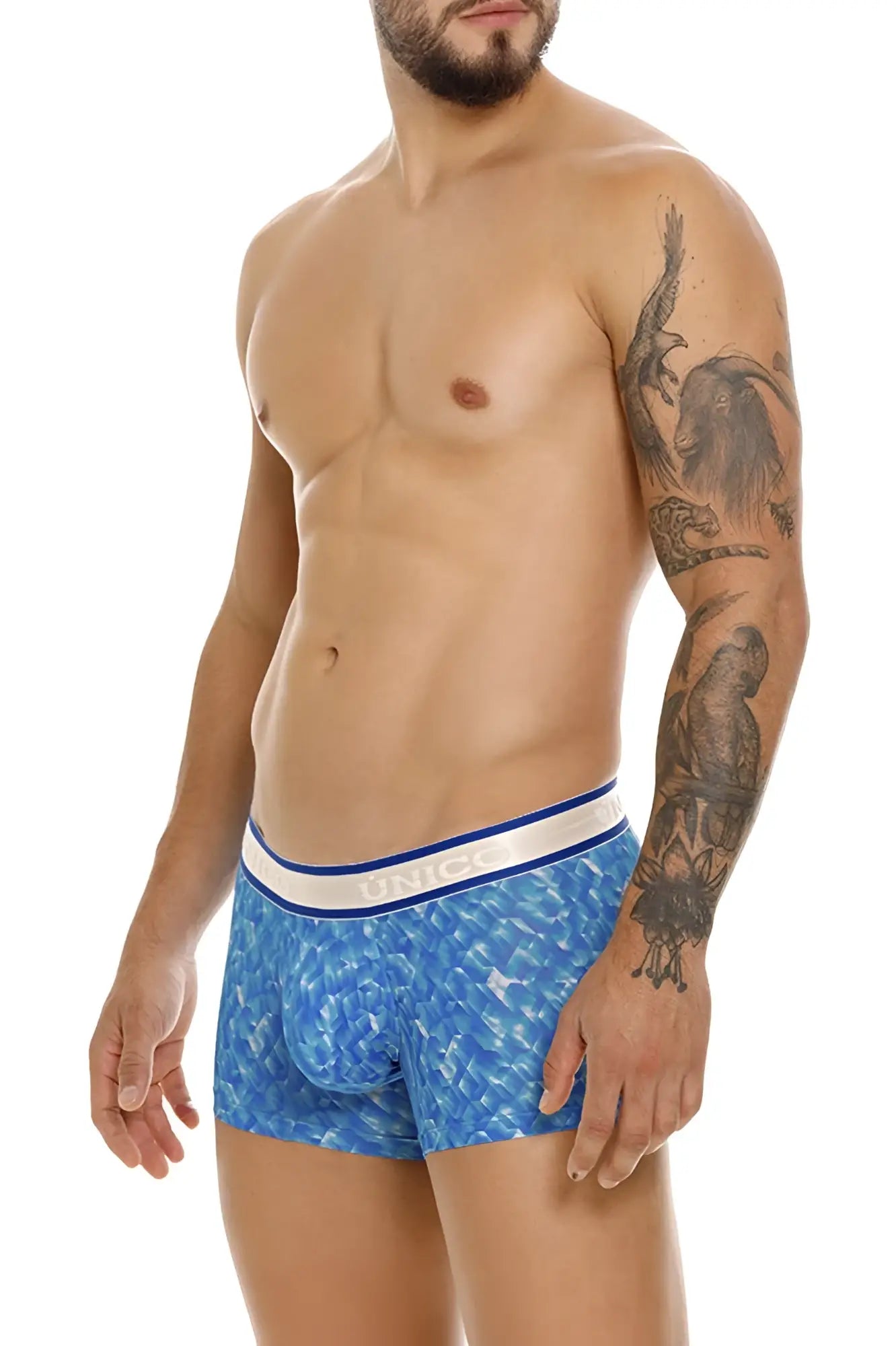 Unico 24100100106 palindromo trunks blue patterned men’s boxer briefs with white and blue elastic waistband