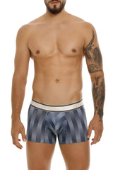 Unico 24100100114 ejes trunks gray blue and gray striped boxer briefs with white elastic waistband and brand name
